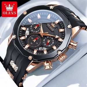 OLEVS watch for mens original fashionable and cool multifunctional calendar chronograph dial waterproof luminous tape quartz watch watch for mans