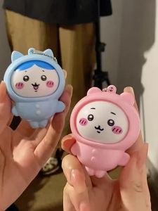 Bandai | 3PCS Chiikawa Press-to-Change Expression Keychains Cute Cartoon Rabbit Stress-Relief Bag Charm Collectible Toy