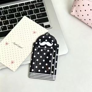1-2PCS Polka Dot Mustache Card Holder 3 Inch Polaroid Kpop Photocard Protector School Meal Card Storage Sleeve Pendant
