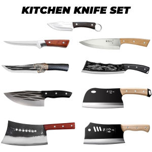 Japanese Kitchen Knife Set Home Professional Japanese Knife Traditional Handmade Fruit Knife Chefs Chopper Cooking Knives Stainless Steel Bone Knife Forged Kitchen Knife Sets Boning Knife Mongolian Knife
