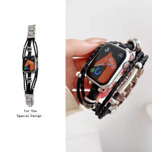 Adjustable Braided Solo Loop Leather Strap For Apple Watch band 44mm 42mm 45mm 49mm 40mm 38mm 41mm Apple Watch Series 9 Band Ultra 8 7 6 SE 5 4 3