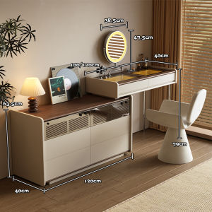 Retro Dressing Table Vanity Drawer Organizer with Mirror
