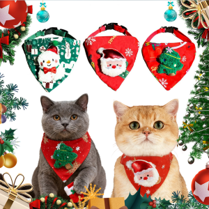 Cute Adjustable Christmas Dog Collar Dirt-resistant Christmas Decor Dog Bandanas Universal Soft Cat Collar Pet Scarf Decoration