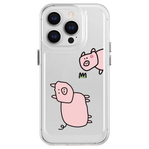 Cute Pig Silicone Transparent Phone Case for  17Promax Couple 16Promax Cartoon 15Pro Huawei Xiaomi Vivo Oppo 14 Anime 13