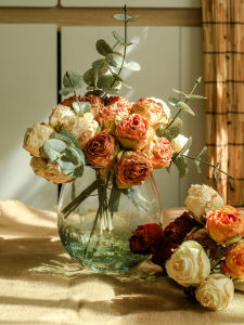 American Retro Rose Artificial Flower Bouquet Home Living Room Dining Table Decorative Ornaments Silk Flower Artistic Arrangement