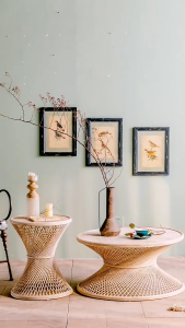 Bàn Trà Tròn Đan Mây Phong Cách Nhật Bản Cho Phòng Khách Và Căn Hộ Nhỏ ( SKU 9630)