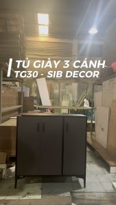 Tủ Giày Dép Gỗ 3 Cánh Kèm Chân Sắt Đơn Giản Mà Đẹp Thương Hiệu SIB Decor TG30