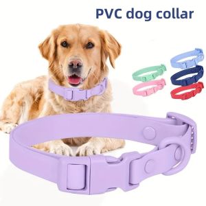 New Macaron Colored PVC Dog Collar Waterproof Dirt Resistant Easy To Clean Pet Collar Adjustable Neck Collar Pet Dog Collar