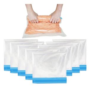 Roll Up Compression Bags Reusable Vacuum Storage Bags for Travel Organizer Saving Space in Suitcase No Pump Required