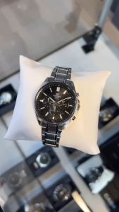 CASIO EDIFICE นาฬิกาข้อมือผู้ชาย รุ่น EFV-650D-1AV วัสดุสเตนเลสสตีล สีดำ คาสิโอ