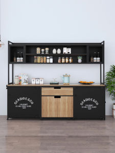 Tea Table Narrow Iron Retro Sideboard Cabinet Solid Wood American Equipment Sideboard Guest Storage Organizer Cabinet Long Kitchen Cabinet