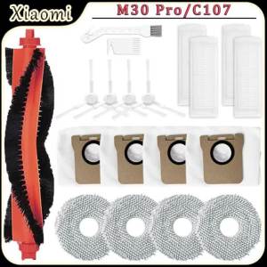 For Xiaomi Mijia M30 Pro/C107 Robot Vacuum Accessories Main Brush HEPA Filter Side Brush Mop Cloth Dust Bags Replacement Parts