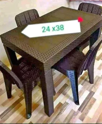 RATTAN STYLE TABLE AND CHAIRS SET