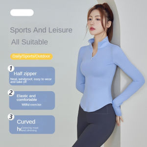 Luoke Half Zip Long Sleeved Outdoor Leisure Sports Breathable Tight Fitness Sunscreen Yoga Suit