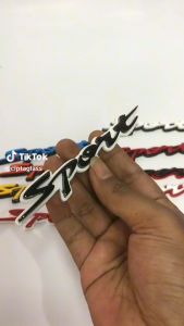 EMBLEM MOBIL TULISAN SPORT VARIASI TIMBUL 3D BAHAN FIBERGLASS