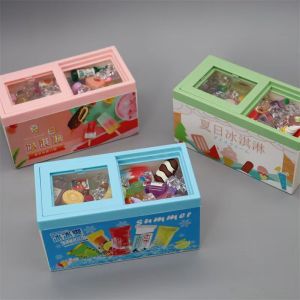 Mini Ice Cream Freezer Dollhouse Simulation Toy Snack Cone Beverage Play Food for Children House Role Play Toys Plastic Model