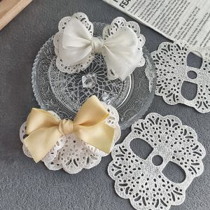 Handmade Embroidered Lace Trim Butterfly Knot Ribbon Material Doll Clothes Decorations Hollow out Bobbin Holder Hair Accessories