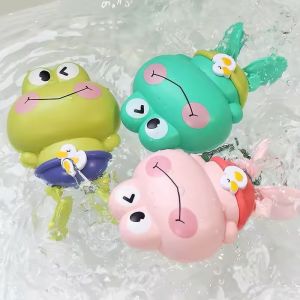 Wind-Up Swimming Frog Bath Toys for Toddlers No Battery Mold-Free ABS Montessori Water Toy for Kids