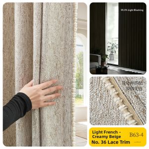 Full Blackout Curtains Bedroom Living Room High-end Thick Chenille French Embroidery Cream Style