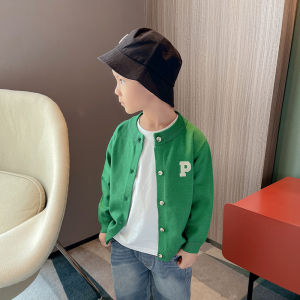 Boys Knitted Cotton Cardigan Warmth Spring Autumn Wear Casual Style Long Sleeve round Neck Button up Soft Fabric Children Outerwear