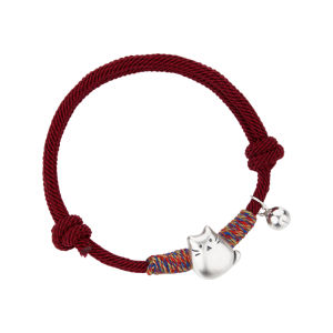 SHUNQINYINLOU | Couple Style Red and Black Rope Silver Bracelet
