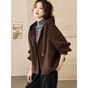 MOHANYIMEI | Hooded Double-faced Wool Coat