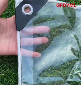 Bạt PVC Trong Suốt Chống Thấm Nước Có Lỗ Xỏ Kim Loại Gia Cố Lưới Che Nắng Đa Năng & Lưới Chắn Cho Sử Dụng Ngoài Trời