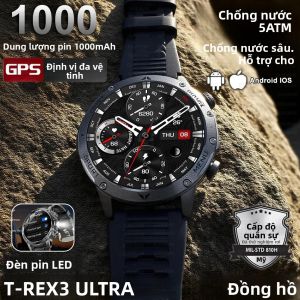 Đồng Hồ Thông Minh Nam T-REX3 Màn Hình AMOLED HD 1.7 Inch Pin 1000mAh Đo Nhịp Tim Gọi Bluetooth Chống Nước 5ATM Theo Dõi Thể Dục Đồng Hồ Thể Thao