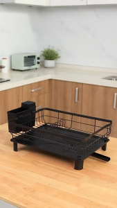 Large Capacity Rustproof Dish Drying Rack with Drainer Cup Utensil Holder Kitchen Organizer for Counter Sink
