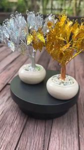 ต้นโพธิ์ 🌳 ต้นไม้มงคล โพธิ์เงิน โพธิ์ทอง กว้าง15สูง15cm เสริมฮวยจุ้ย โชคลาภ เงินทอง ต้นไม้ประดิษฐ์