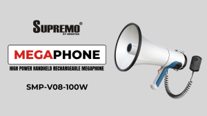 Supremo High Power Handheld Megaphone with Microphone 12V 100Watts SMP-V08-100W & Extra Battery