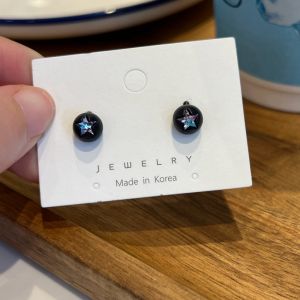 Black Planet Ear Cuff Stud Earrings 925 Silver Needle Daily Versatile Small Size Cookie Jewelry Korean Style Fashion Accessories