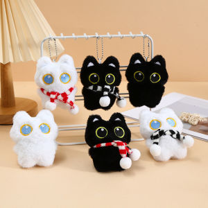 1Pcs Cute Plush Black Cat Doll Toy Keychain Bag Pendant Charms Car Keyring Accessories For Women Couples Kawaii Gift