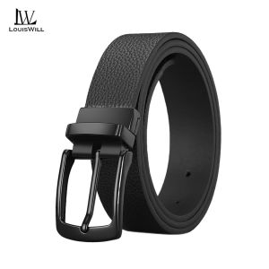 LouisWill Men Belt Outdoor Simple Belt 120CM Pin Buckle Belt Rotating Buckle Second-layer Cowhide Waistband Double-Sided Two-Color Belt Youth Sports Pant Belt Simple Nice Waistband