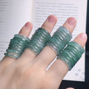 Ice-like Jade Ring Dangerous Material Blue Water Natural a Cargo Denim Blue Glacier Blue Sky Blue Jade Ring Ring Shank Little Finger Ring