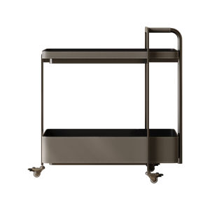 Italian Elegant Movable Saddle Leather Side Table
