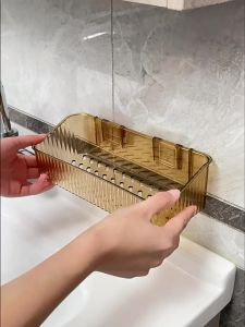 Kệ Góc Dán Tường Nhà Tắm Đa Năng - Kệ Nhựa Trong Suốt Không Khoan Chịu Lực Tốt Thoát Nước Nhanh Sắp Xếp Mỹ Phẩm Gia Vị Gọn Gàng