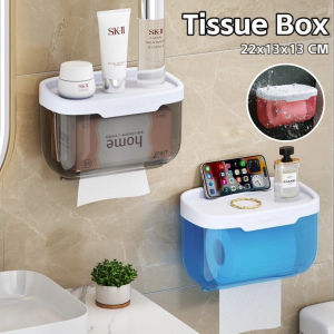 Transparent Waterproof Tissue Box Non Perforated Wall Mounted Toilet Paper Box Toilet Mini Storage Rack