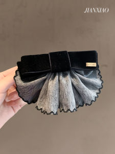 Gray Series Velvet Butterfly Knot Lazy Spring Clip Elegant Sweet Skirt Half Updo Hair Clip College Style New Fashion Accessories