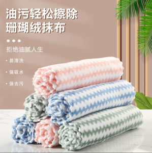 WE 3610 = 加厚珊瑚绒洗碗布 #颜色随机 Thickened coral fleece dishcloth ☞ 25*25cm #Random Color