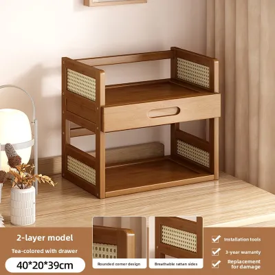 Chu Jun | Simple Small Desk Organizer Rack Home Use Bookshelf New 2026 Tabletop Storage Shelf Bamboo Wood Material for Desk Arrangement