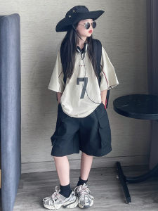 Fashionable Short Sleeve Two-Piece Set for Girls Casual Comfortable Korean Style Summer Outfit Suitable for Ages 7-13