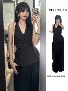 PEIZIXUAN | Đầm Dây Đen Thanh Lịch Dành Cho Bữa Tiệc