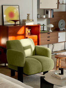 French Mid-Century Modern Single Sofa Chair Leisure Designer Couch Living Room Balcony Recliner Vintage Lazy Bear Chair