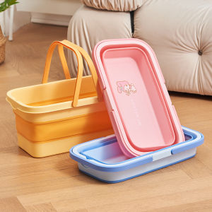 Large Capacity Foldable Handheld Picnic Basket Camping Portable Storage Basket with Lid for Outdoor Picnics And Camping Trips