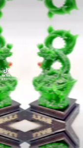 2024 Year of the Dragon Chinese Feng Shui Dragon Lucky Green Jade Figurine Statue for Luck & Success