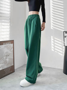 Red Wide Leg Pants Womens Loose Casual Spring 2024 plus Size Lazy Straight Tube Trousers High Waist Cotton Blend Pants
