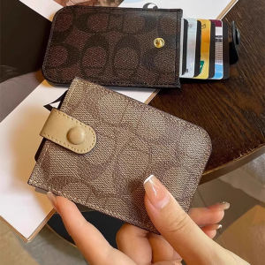 Trendy Womens Ultra-Thin Compact High-End Card Holder Pull-Out Style Fashionable PU Leather Geometric Pattern Soft Surface