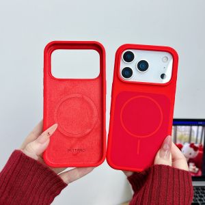 Luxury Silicone ForMagsafe Chinese Red Case ForiPhone 17 Air 16 15 14 Plus 13 Pro Max Matte Magnetic Wireless Charging Cover