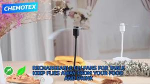 Rechargeable Fly Fan for Tables - Holographic Blades Keep Flies Away Indoors/Outdoors Ideal for Picnic Party & BBQ